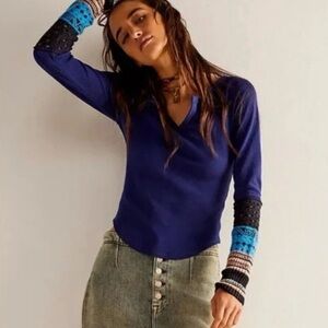 Free People | Cozy Craft Cuff Thermal Waffle Knit Top